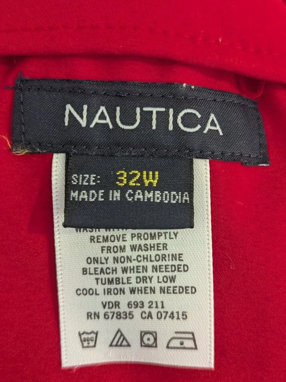 Nautica Swim Board Shorts Bathing Suit‎ Tie Red- 32W